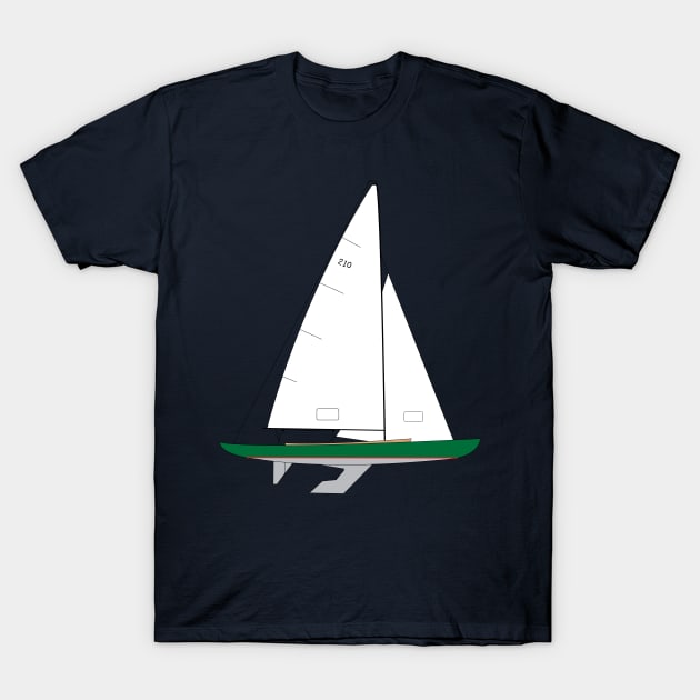 International 210 Sailboat - Green T-Shirt by CHBB